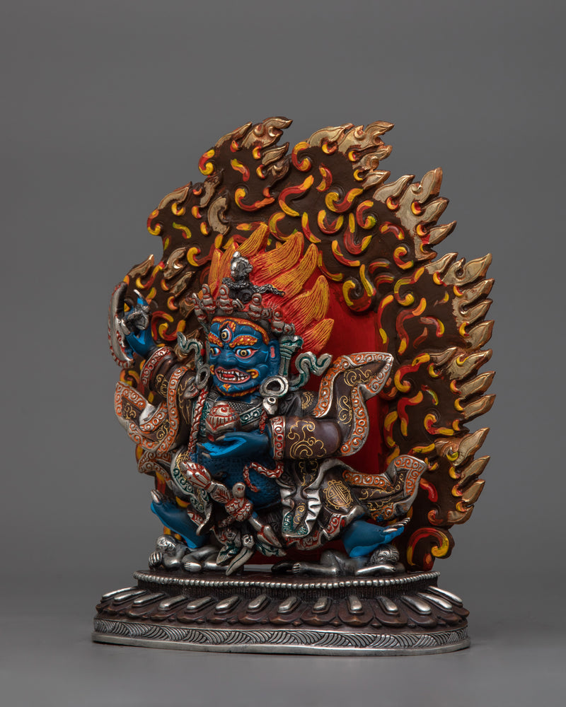 Mahakala Bernagchen Protector in Dancing Posture Statue | Divine Guardian Artwork