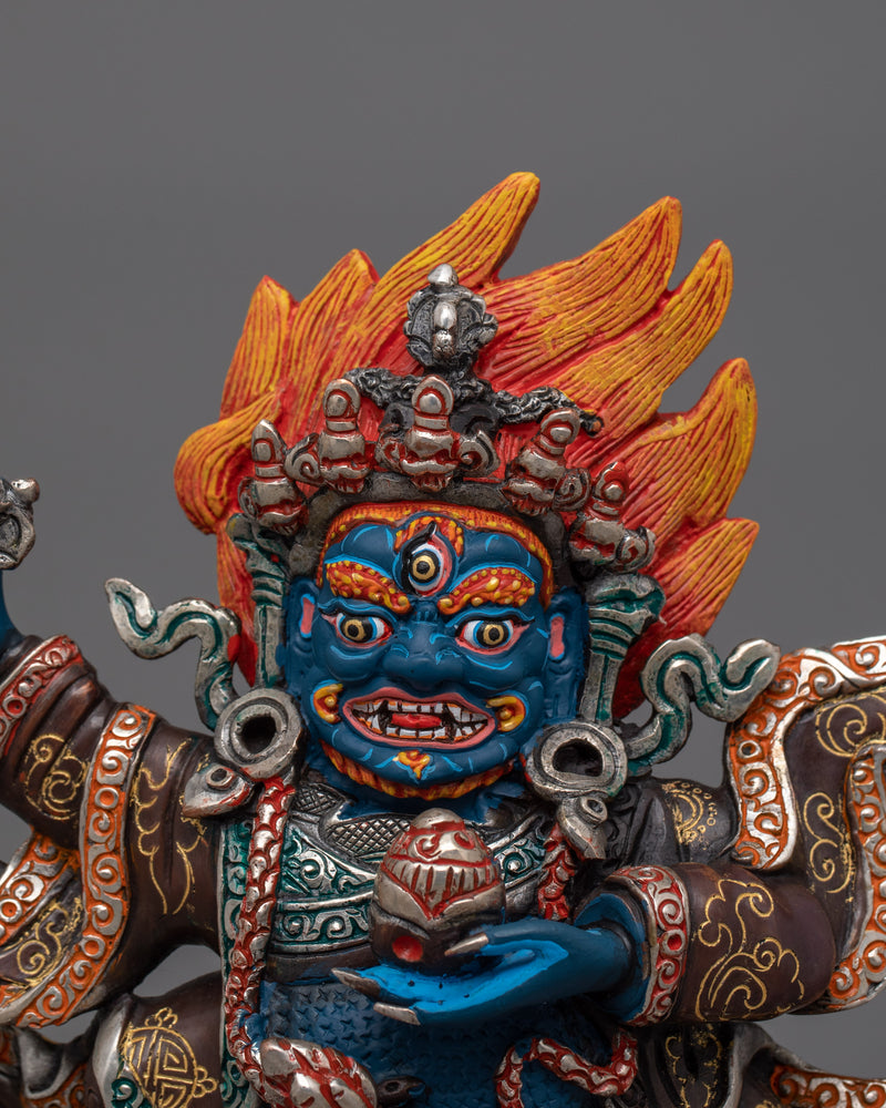 Mahakala Bernagchen Protector in Dancing Posture Statue | Divine Guardian Artwork