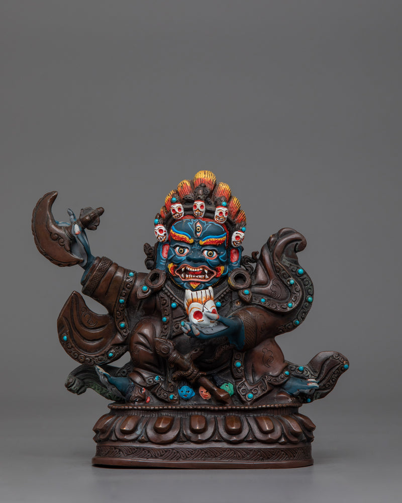 Tibetan Buddhist Mahakala Bernagchen Statue | Wrathful Protector of Tibetan Buddhism