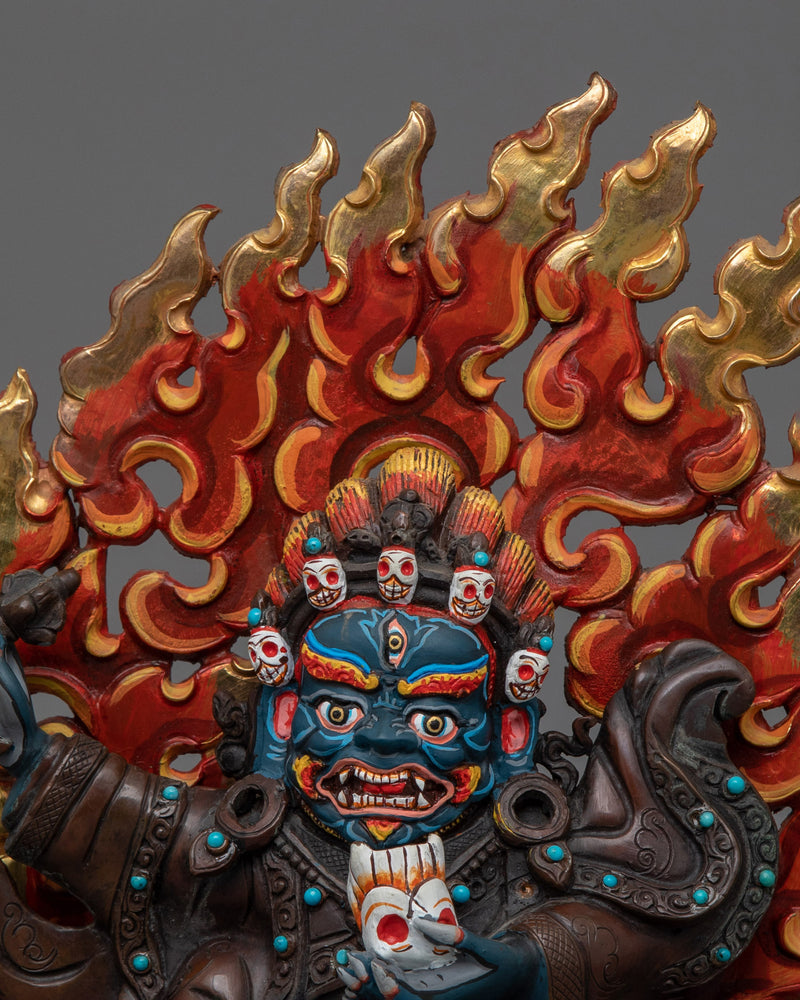 Tibetan Buddhist Mahakala Bernagchen Statue | Wrathful Protector of Tibetan Buddhism