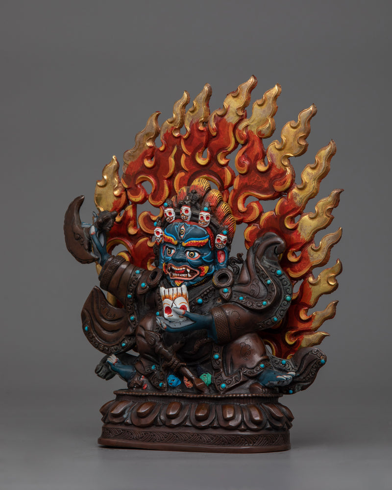 Tibetan Buddhist Mahakala Bernagchen Statue | Wrathful Protector of Tibetan Buddhism