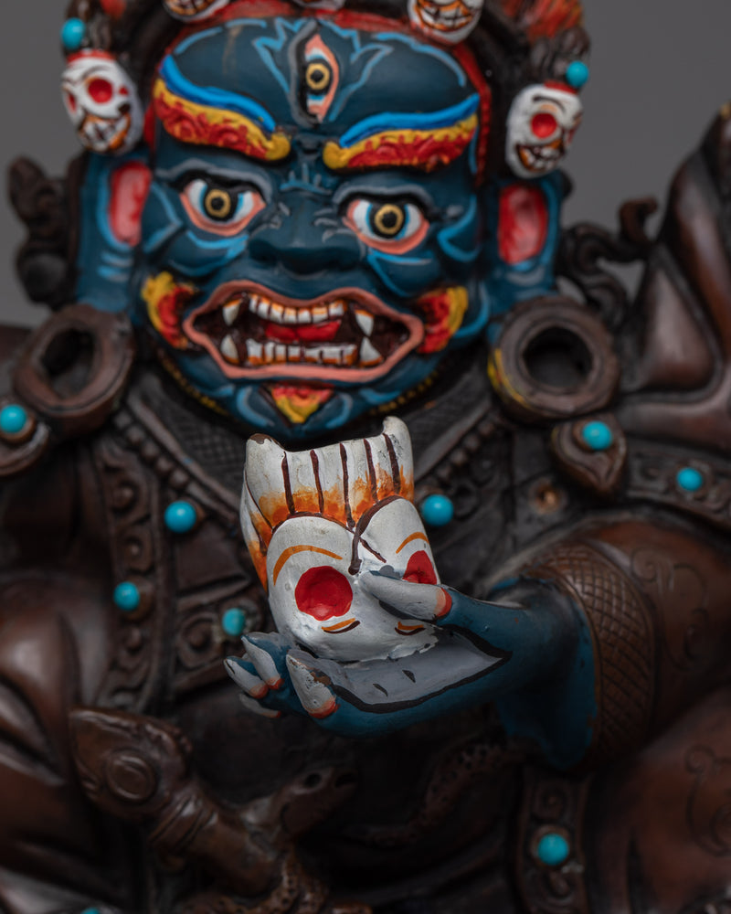 Tibetan Buddhist Mahakala Bernagchen Statue | Wrathful Protector of Tibetan Buddhism