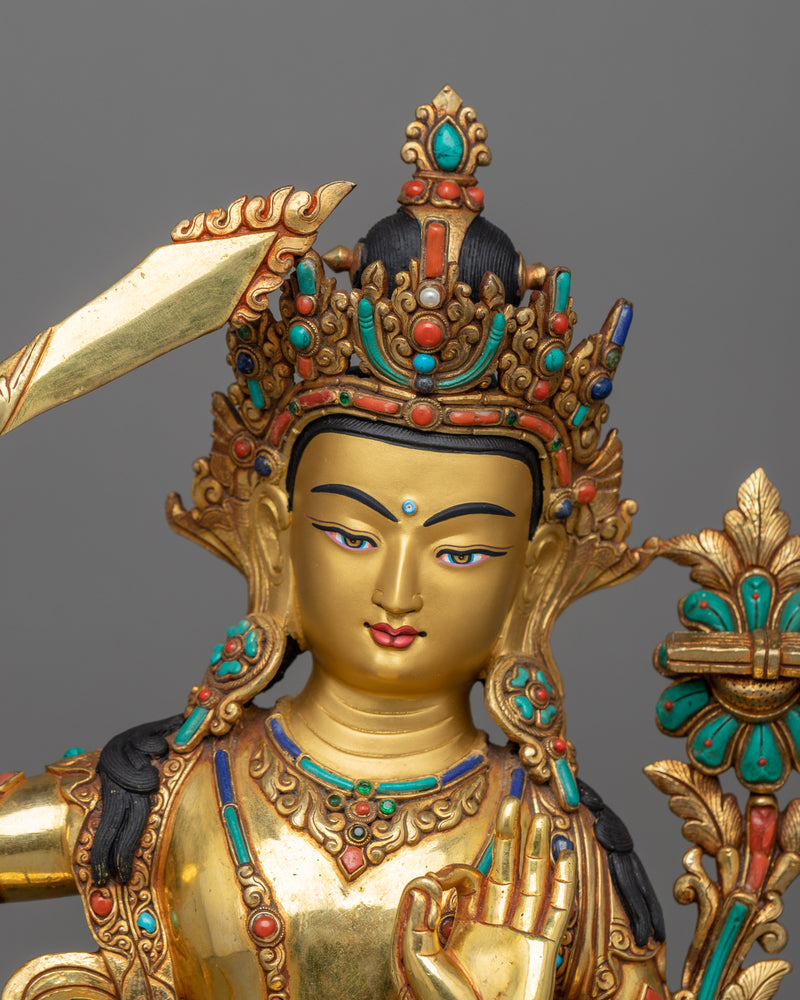 Manjushri Bodhisattva of Transcendent Wisdom Figurine | Symbol of Wisdom and Enlightenment