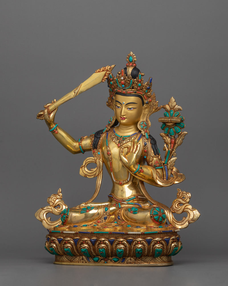 Manjushri Bodhisattva of Transcendent Wisdom Figurine | Symbol of Wisdom and Enlightenment