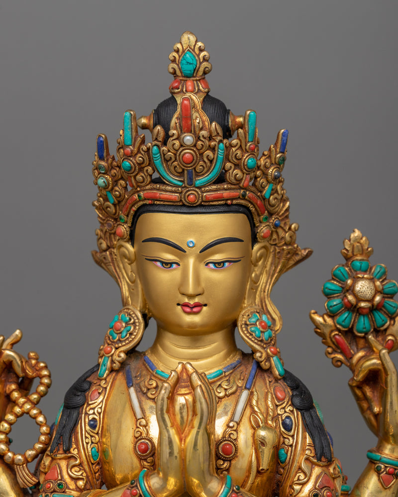 Chenrezig Bodhisattva of Mercy Sculpture | Ideal for Shrine Decoration