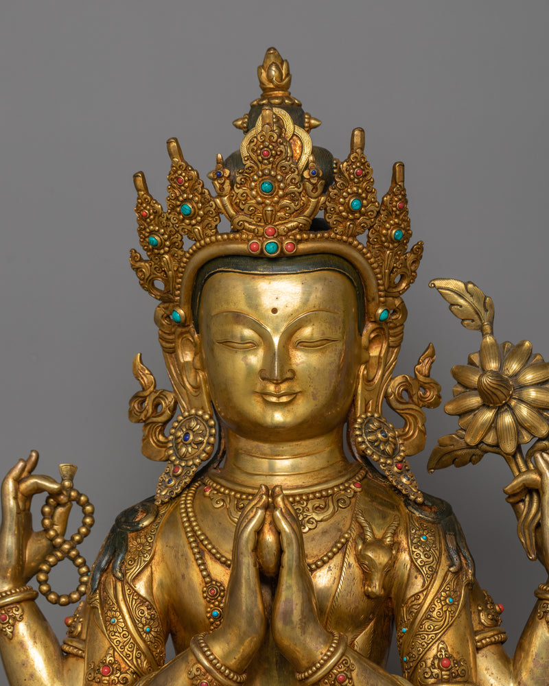 Meditation Deity Chenrezig Sculpture | The embodiment of Compassion