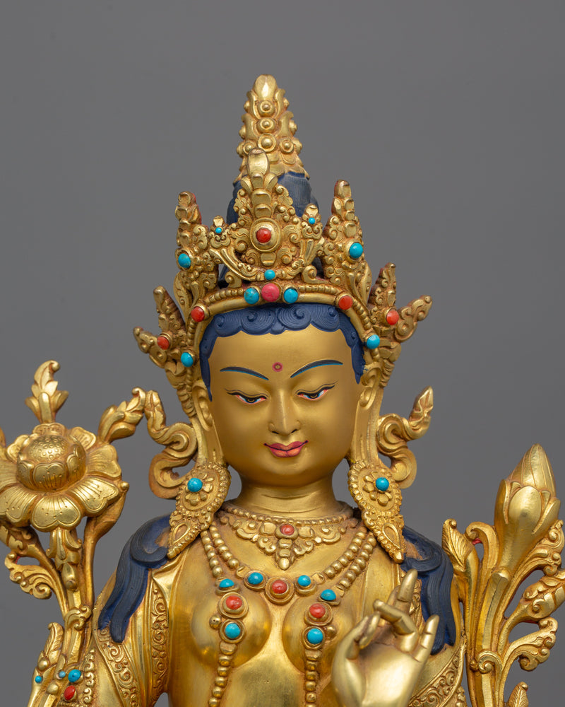 Green Tara Spiritual Swift Liberator Statue | The Compassionate Protector Sculpture