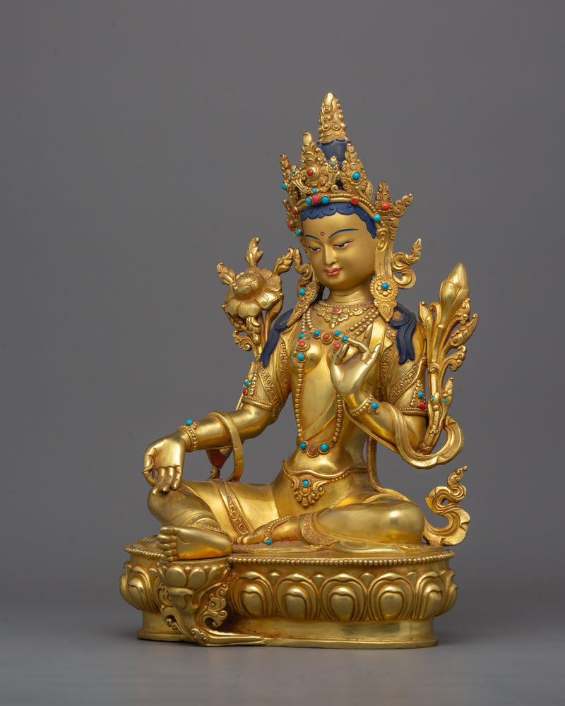 Green Tara Spiritual Swift Liberator Statue | The Compassionate Protector Sculpture