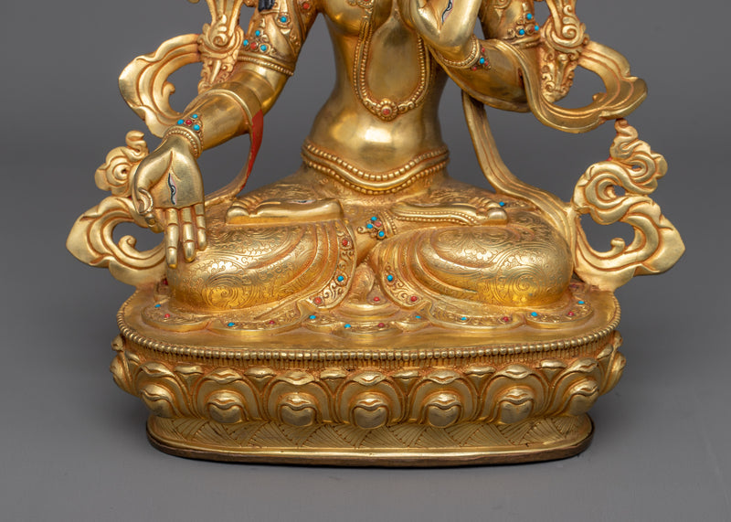 White Tara Mother of Liberation Sculpture | Female Buddha Compassionate Dolkar Statue