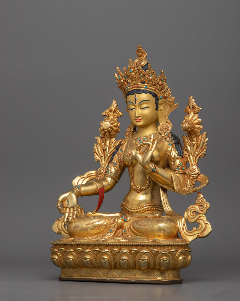 White Tara Mother of Liberation Sculpture | Female Buddha Compassionate Dolkar Statue