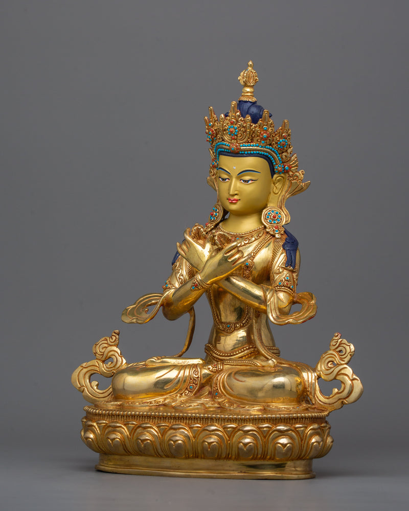 Buddhist Tibetan Dorje Chang Figurine | Traditional 24K Gold Gilded Vajradhara Statue