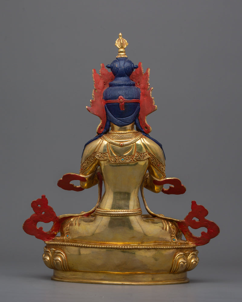 Buddhist Tibetan Dorje Chang Figurine | Traditional 24K Gold Gilded Vajradhara Statue