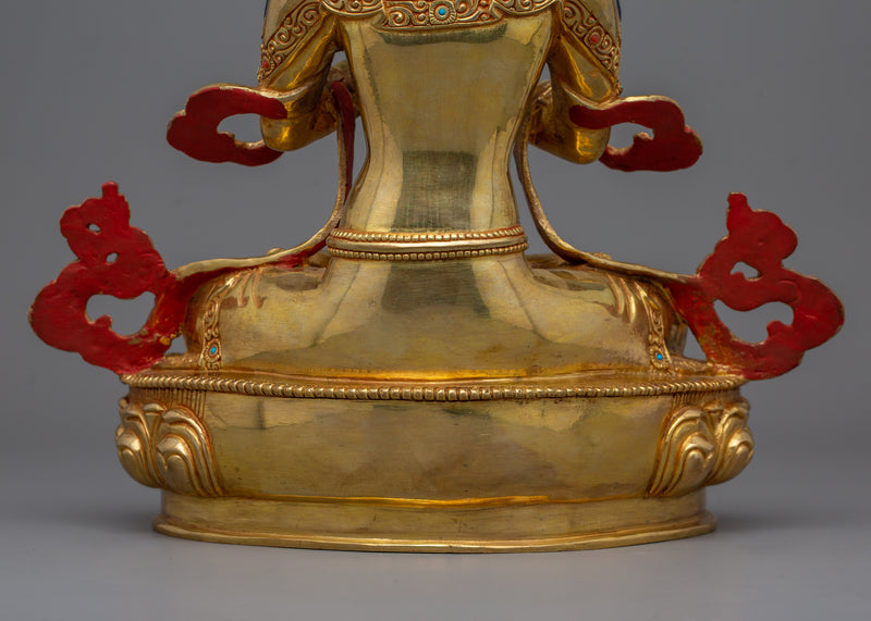 Buddhist Tibetan Dorje Chang Figurine | Traditional 24K Gold Gilded Vajradhara Statue