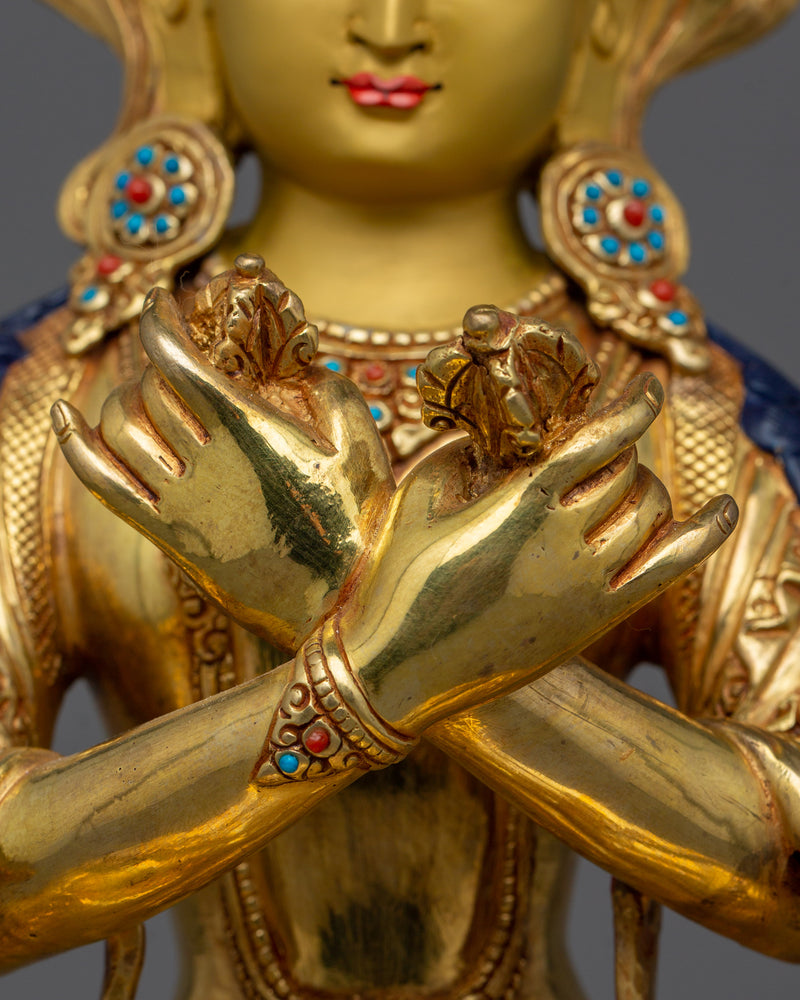 Buddhist Tibetan Dorje Chang Figurine | Traditional 24K Gold Gilded Vajradhara Statue