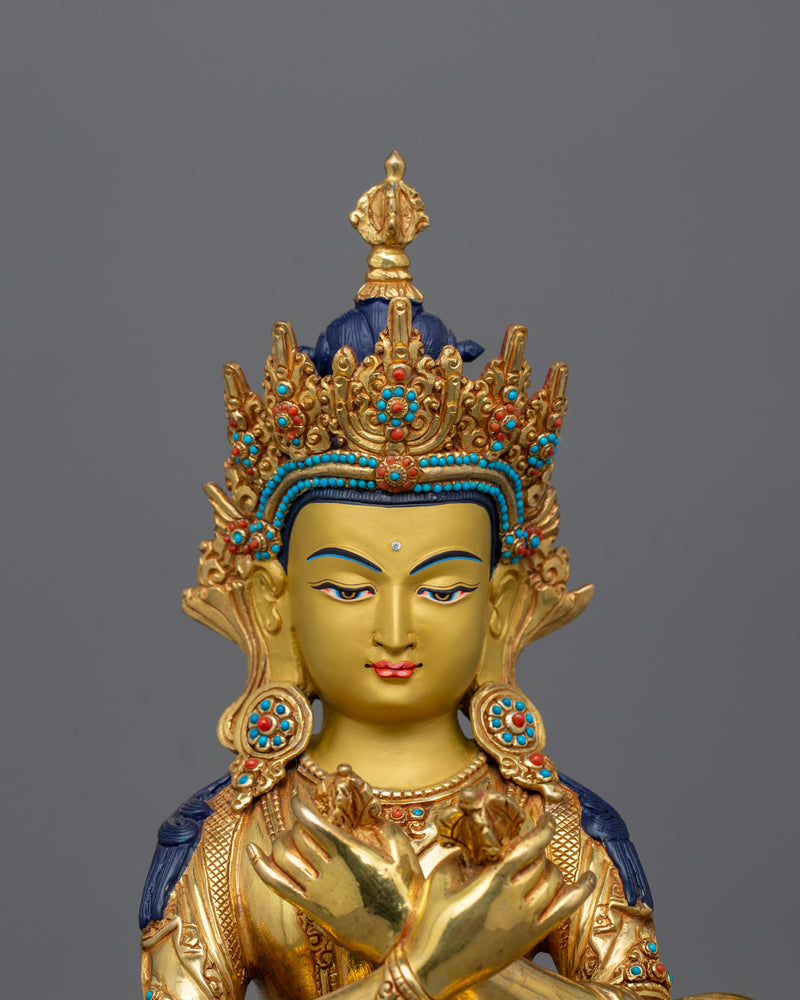 Buddhist Tibetan Dorje Chang Figurine | Traditional 24K Gold Gilded Vajradhara Statue