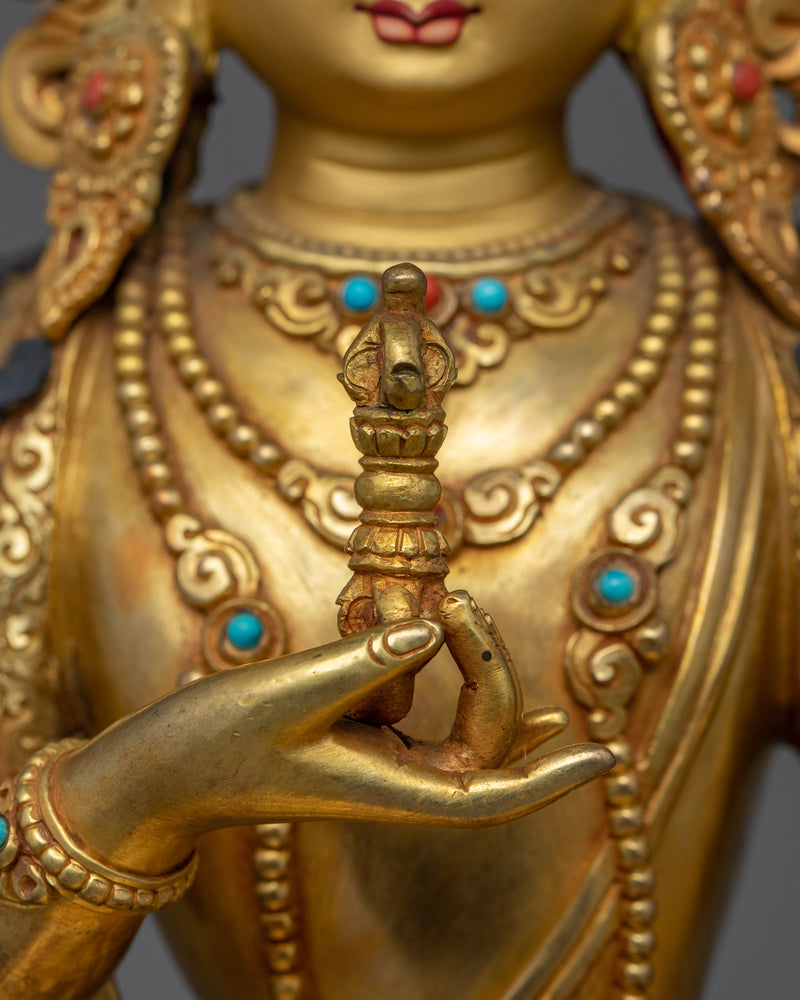 24K Gold Gilded Sacred Sculpture of Vajrasattva | Inner Peace and Transformation