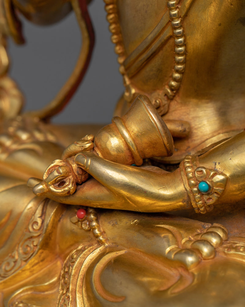 24K Gold Gilded Sacred Sculpture of Vajrasattva | Inner Peace and Transformation