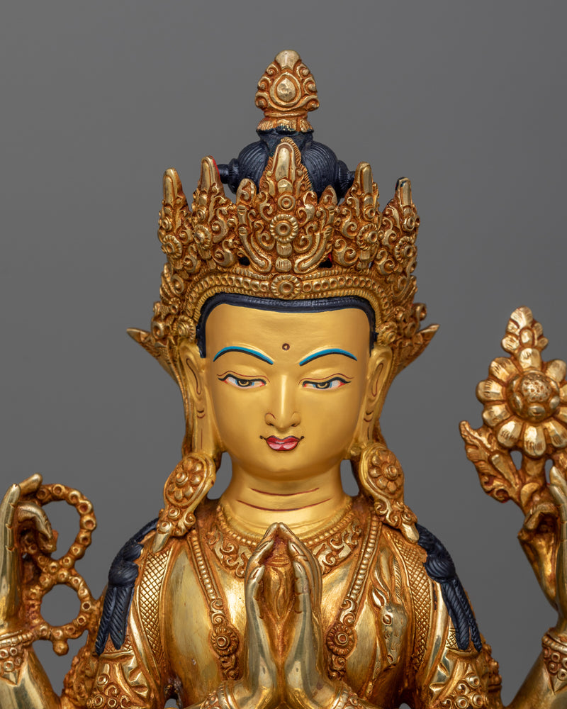 Chenrezig Bodhisattva of Mercy Figurine | Bodhisattva Avalokiteshvara Sculpture