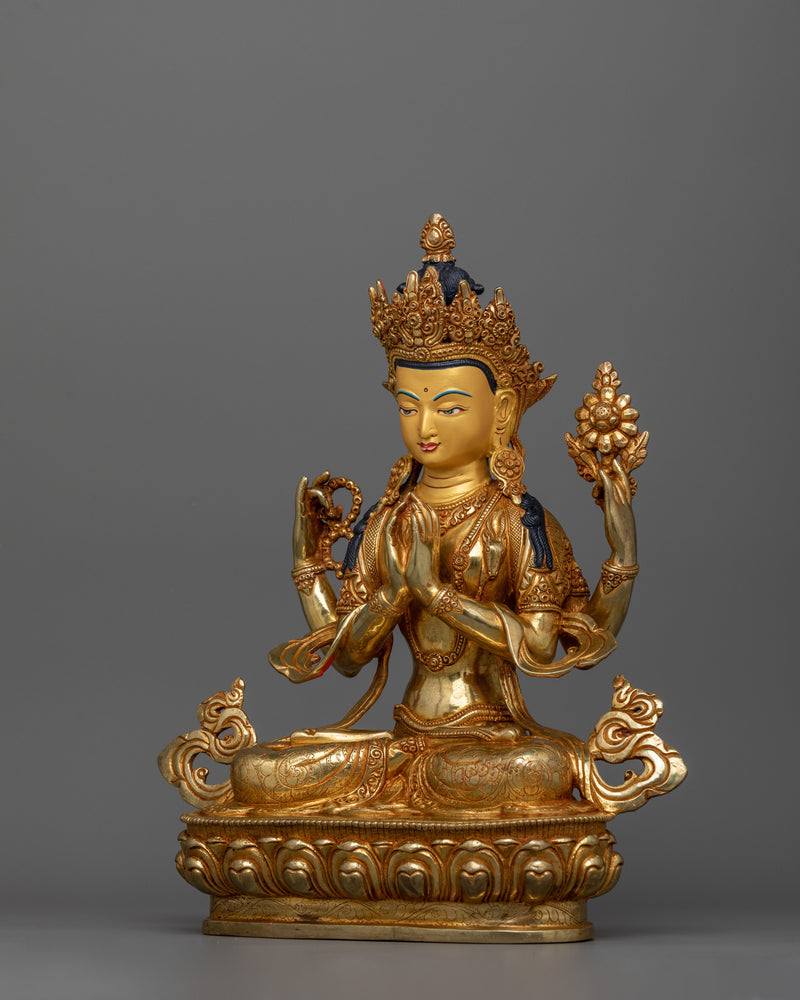 Chenrezig Bodhisattva of Mercy Figurine | Bodhisattva Avalokiteshvara Sculpture