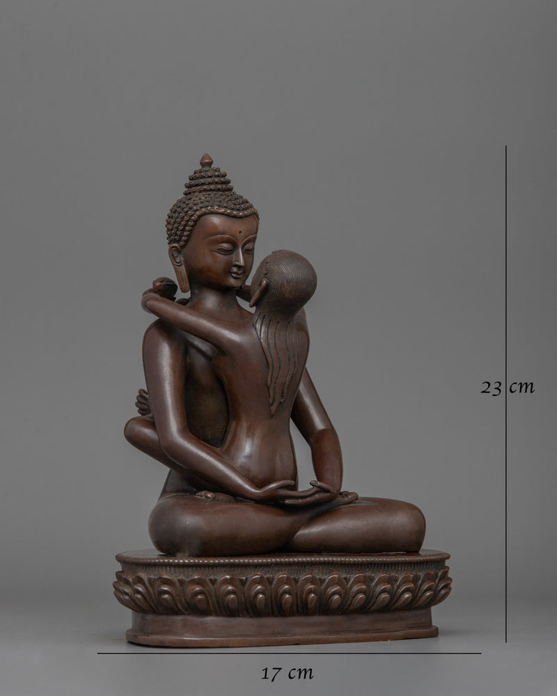 Bodhisattva of Unity Samantabhadra With Consort | Chocolate Oxidized Sculpture