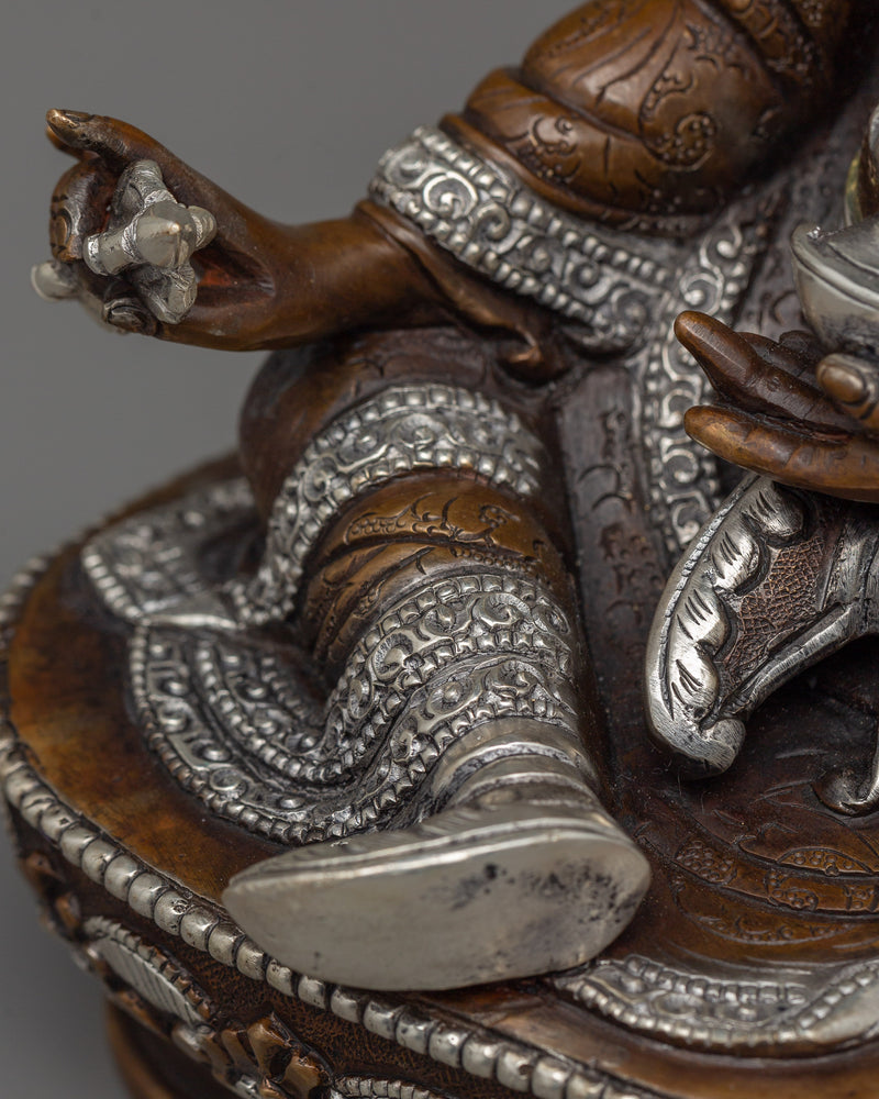 Silver-Plated Guru Rinpoche Statue | Lotus Born Buddha