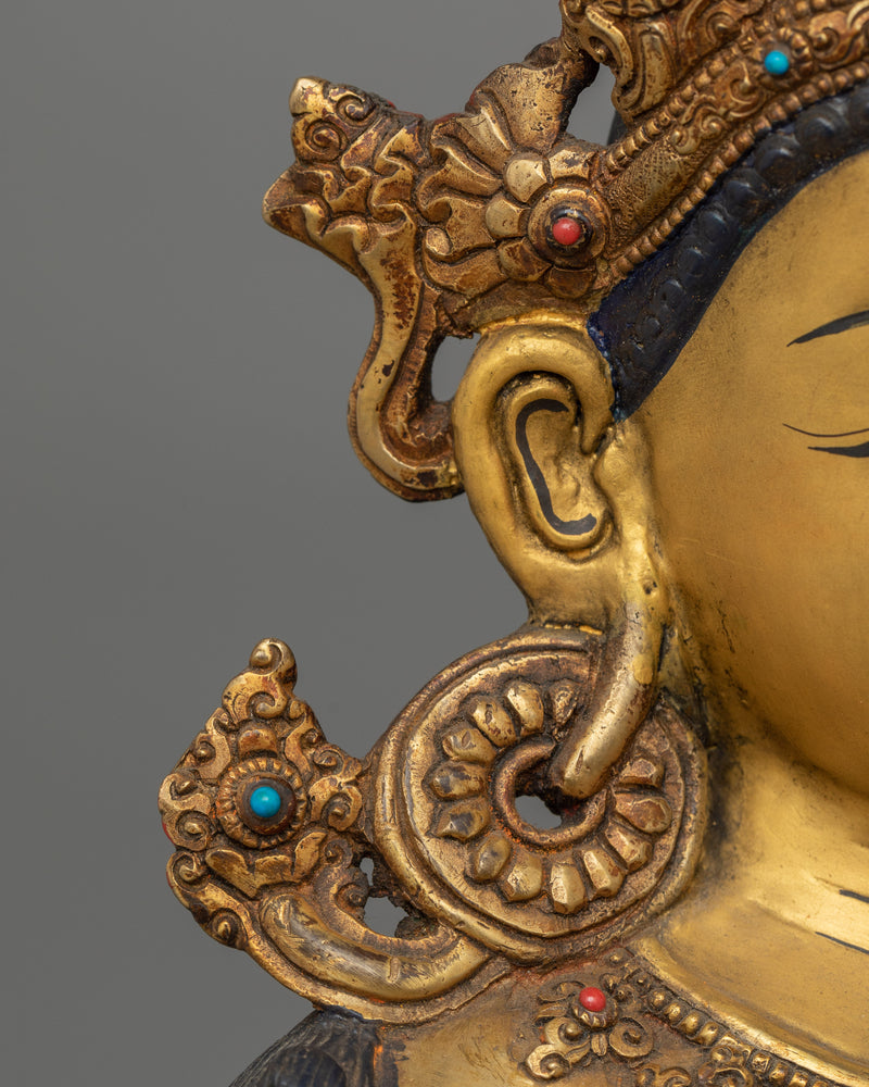 Antique Finish Bodhisattva Statue | 24K Gold Gilded Figurine