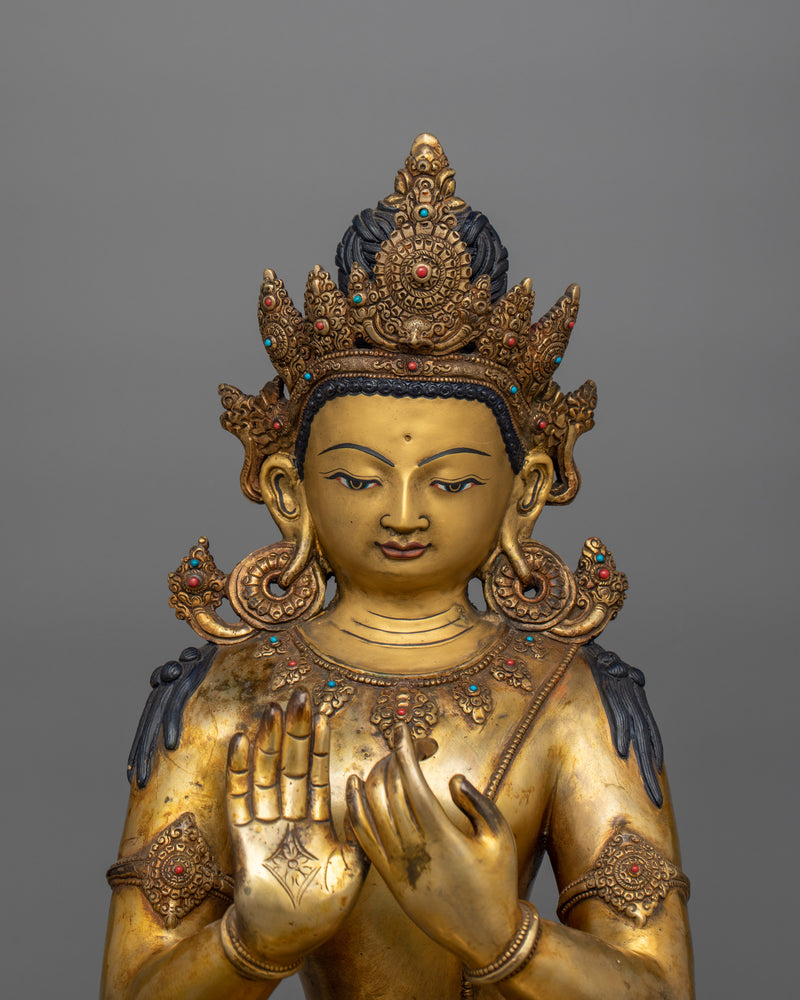 Magnificent 24K Gold Gilded Vairocana Statue | A Symbol of Universal Wisdom