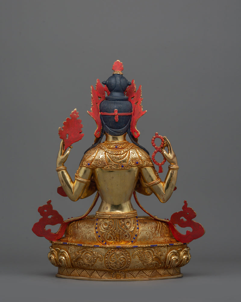 Bodhisattva of Compassion Chenresig Sculpture | Traditional Nepalese Artwork