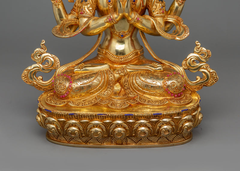 Bodhisattva of Compassion Chenresig Sculpture | Traditional Nepalese Artwork