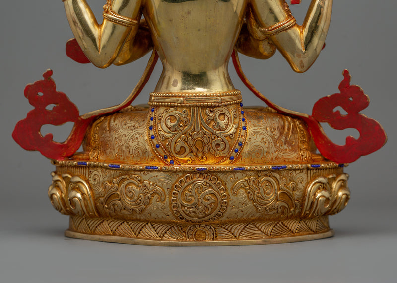 Bodhisattva of Compassion Chenresig Sculpture | Traditional Nepalese Artwork