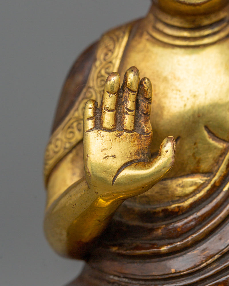 Japanese Buddha Figurine with Antique Finish | Shaka Nyorai Statue