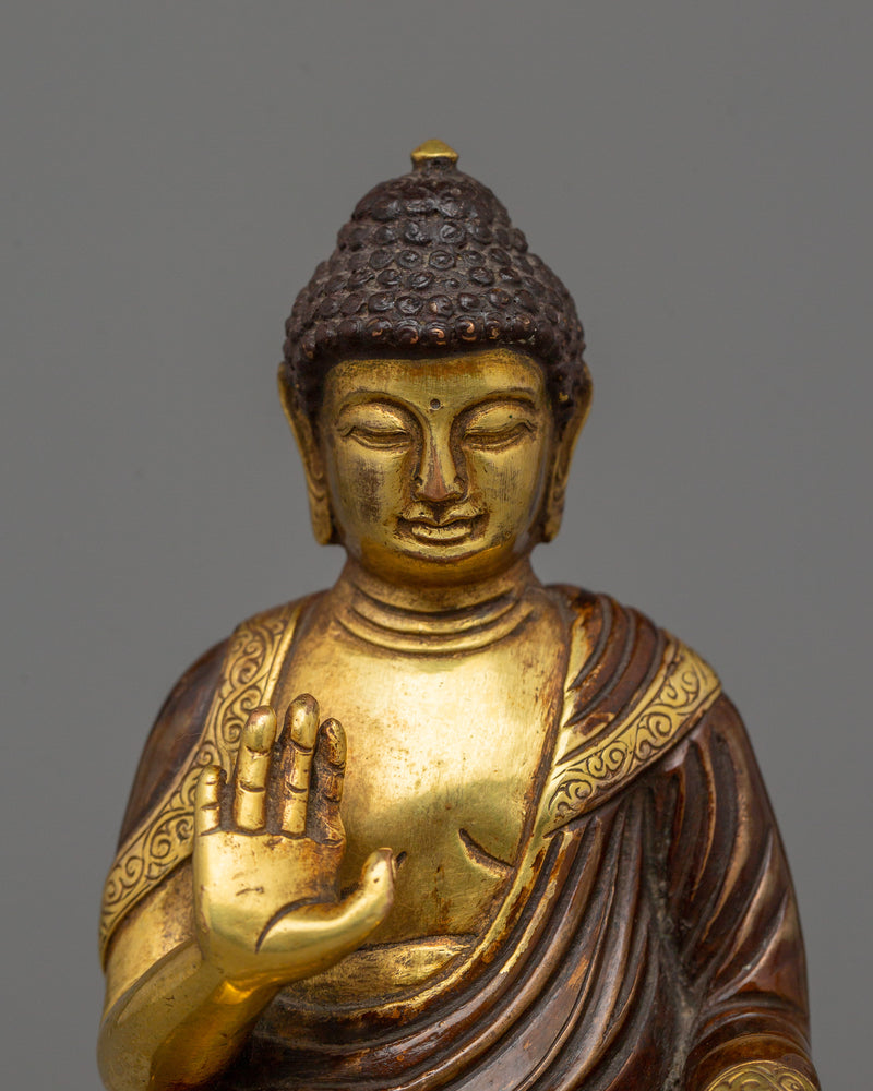 Japanese Buddha Figurine with Antique Finish | Shaka Nyorai Statue