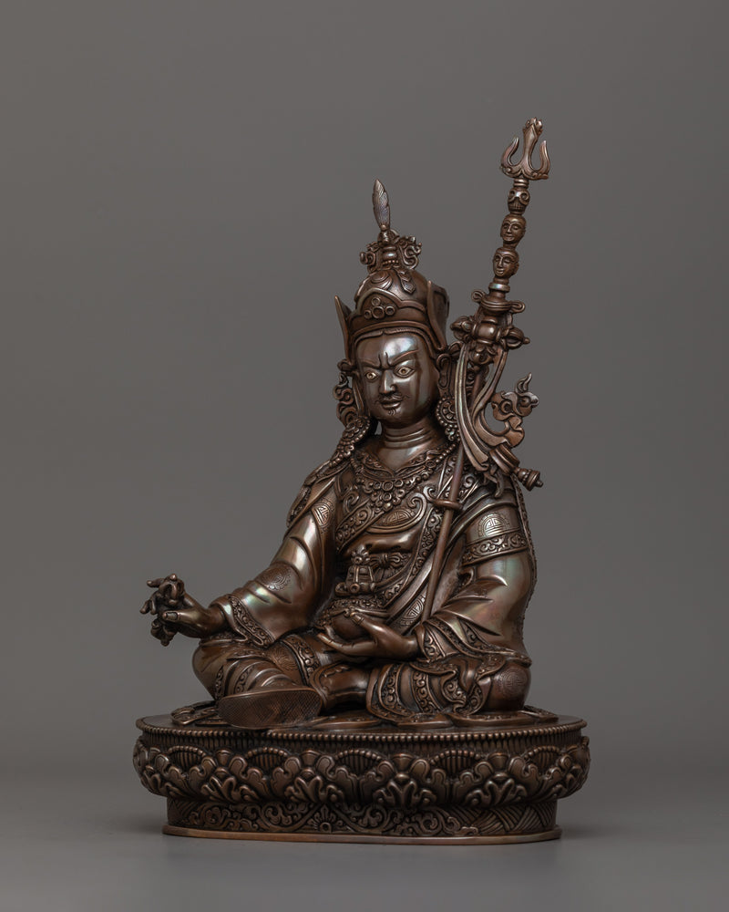 Tibetan Statue of Rinpoche Precious Guru | Oxidized Copper Artwork