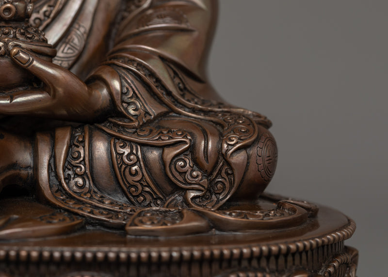 Tibetan Statue of Rinpoche Precious Guru | Oxidized Copper Artwork