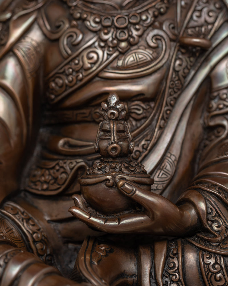 Tibetan Statue of Rinpoche Precious Guru | Oxidized Copper Artwork