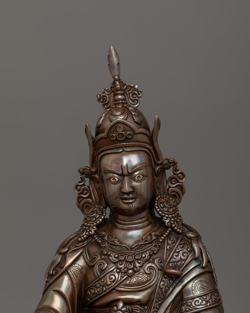 Tibetan Statue of Rinpoche Precious Guru | Oxidized Copper Artwork