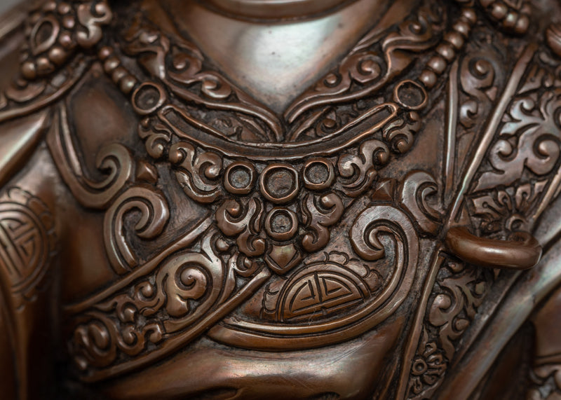 Tibetan Statue of Rinpoche Precious Guru | Oxidized Copper Artwork