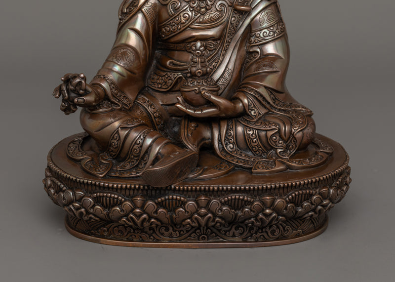 Tibetan Statue of Rinpoche Precious Guru | Oxidized Copper Artwork