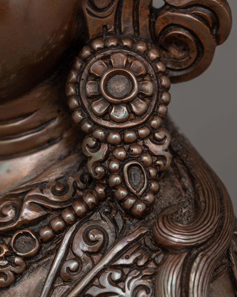 Tibetan Statue of Rinpoche Precious Guru | Oxidized Copper Artwork