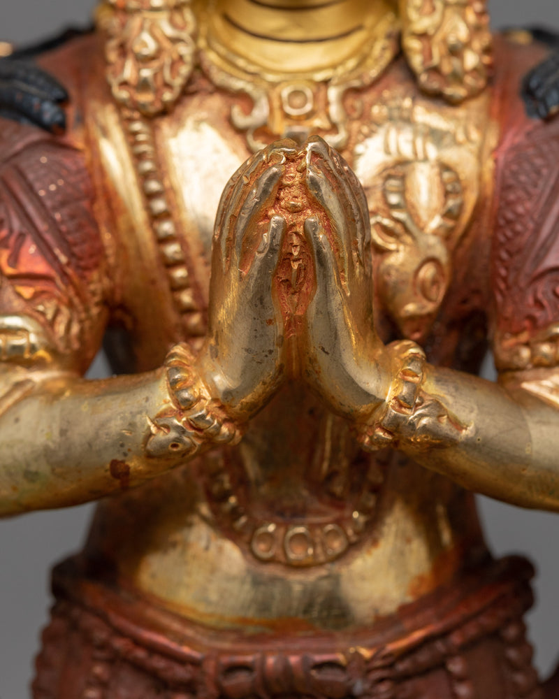 1000 Armed Chenrezig Deity | 24K Gold Gilded Copper Artwork