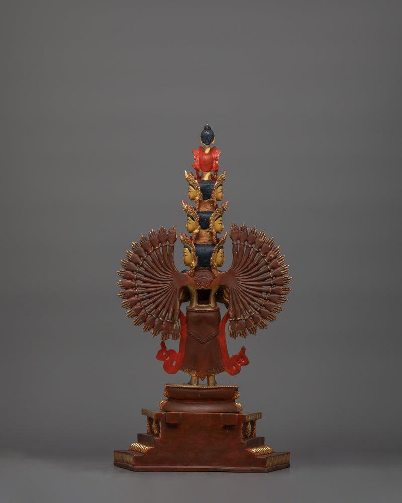 1000 Armed Chenrezig Deity | 24K Gold Gilded Copper Artwork