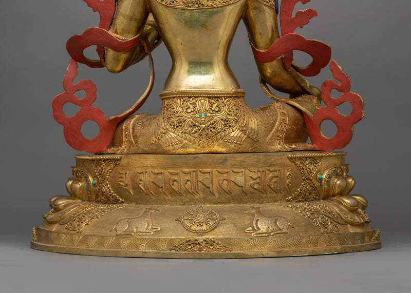 Green Tara Holding a Lotus of Compassion Figurine | Tibetan Green Tara Goddess Statue