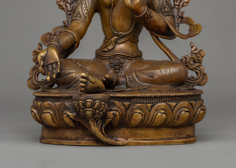 Green Tara Oxidized Statue for Shrine Decor | The Compassionate Liberator