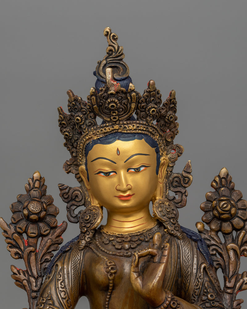 Green Tara Oxidized Statue for Shrine Decor | The Compassionate Liberator