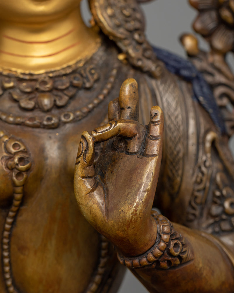 Green Tara Oxidized Statue for Shrine Decor | The Compassionate Liberator