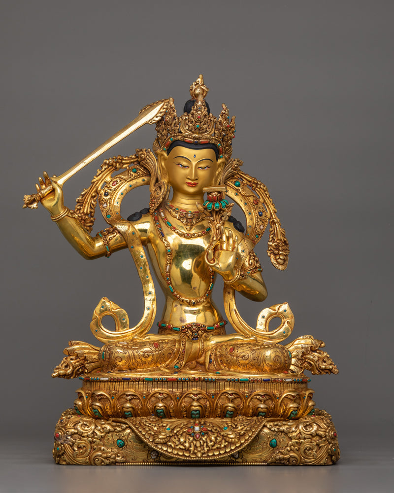 Himalayan Five Bodhisattva Set Figurine | Gold Gilded Buddhist Statue Set