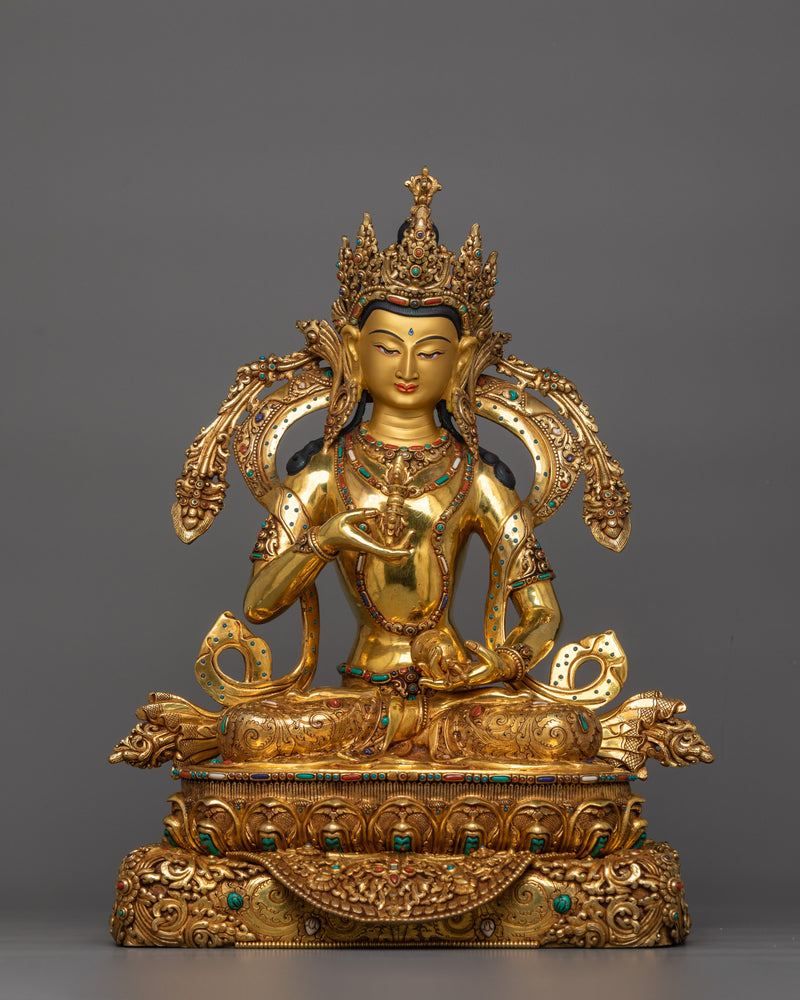 Himalayan Five Bodhisattva Set Figurine | Gold Gilded Buddhist Statue Set