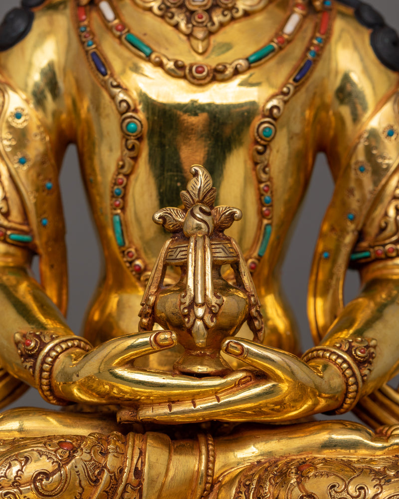 Himalayan Five Bodhisattva Set Figurine | Gold Gilded Buddhist Statue Set