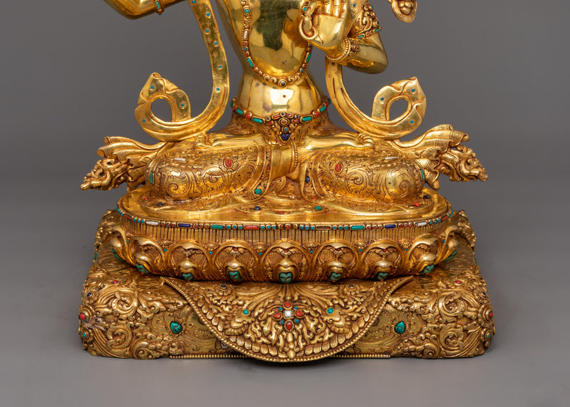 Himalayan Five Bodhisattva Set Figurine | Gold Gilded Buddhist Statue Set