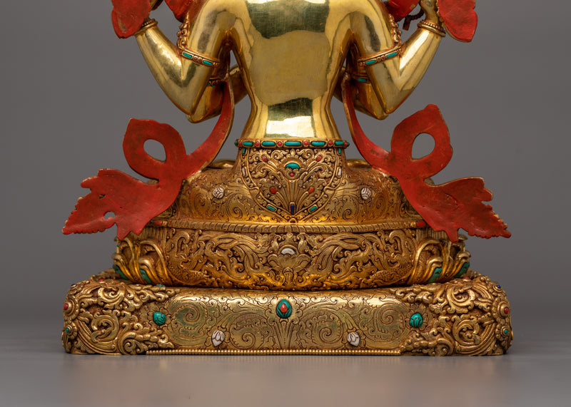 Himalayan Five Bodhisattva Set Figurine | Gold Gilded Buddhist Statue Set